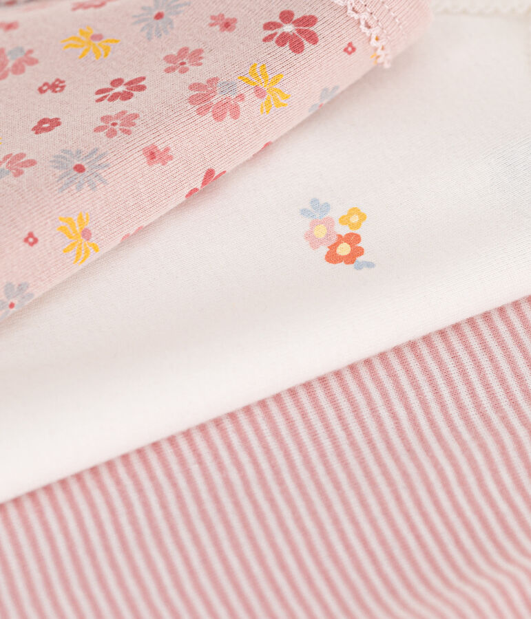 Juego de 3 bodis de tirantes con flores de algod&oacute;n de beb&eacute; multicolor