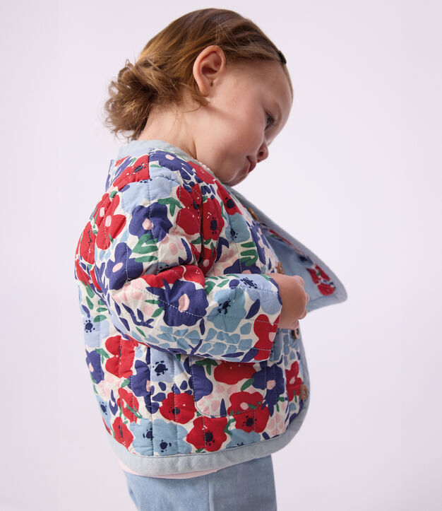 Chaqueta acolchada de algod&oacute;n para beb&eacute; con estampado de flores blanco/multicolor