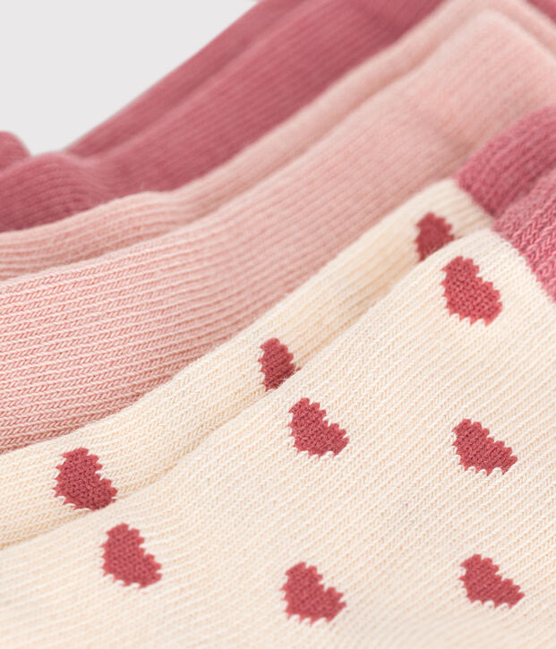 3 pares de calcetines de algod&oacute;n con corazones para beb&eacute; multicolor
