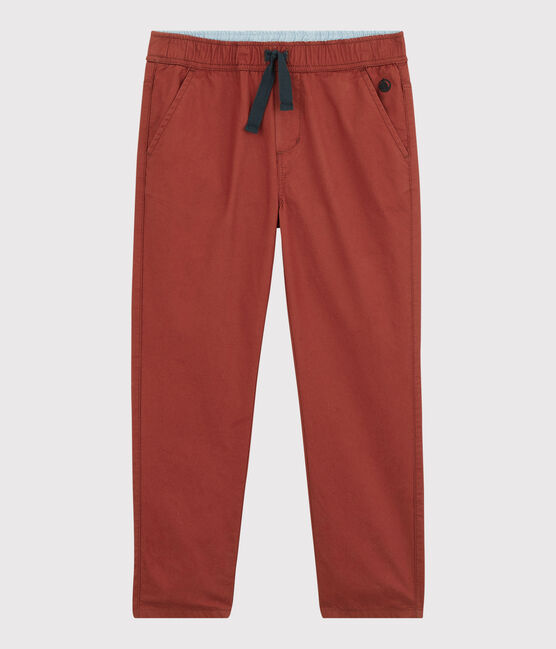 Pantalón de corte normal de sarga de algodón de niño marron OMBRIE