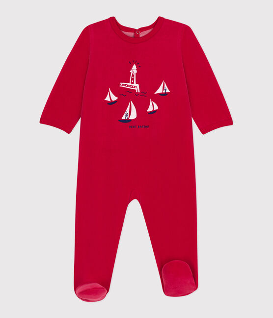 Pijama de terciopelo con abertura trasera para bebé rojo CORRIDA