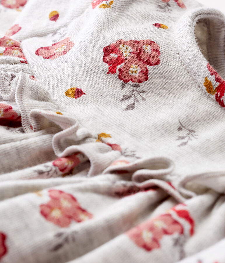 Vestido de manga larga estampado para beb&eacute; ni&ntilde;a gris/multicolor