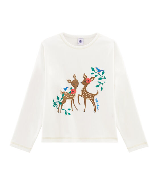 Camiseta serigrafiada para niña blanco MARSHMALLOW