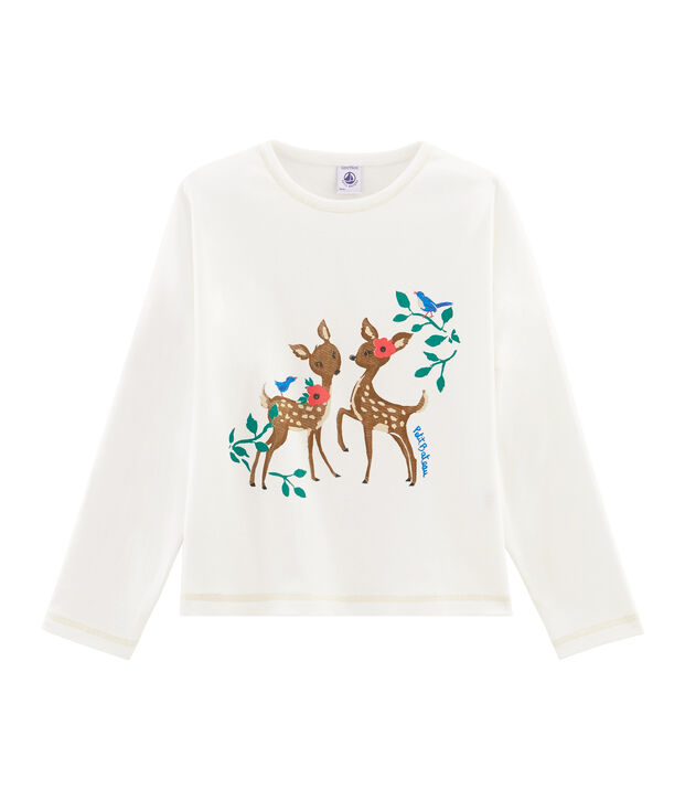 Camiseta serigrafiada para ni&ntilde;a blanco