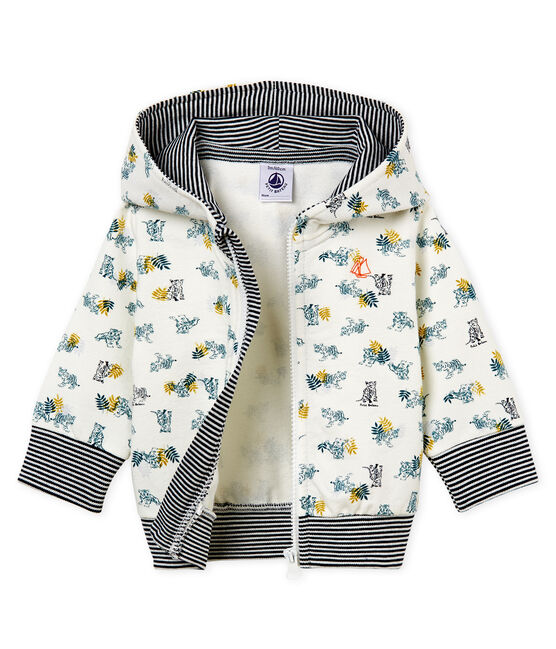 Sudadera estampada con capucha y cremallera para bebé niño blanco MARSHMALLOW/blanco MULTICO