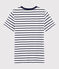 Camiseta de cuello redondo emblemática de algodón a rayas de mujer blanco MARSHMALLOW/azul SMOKING