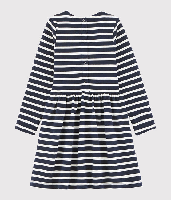 Vestido de manga larga para niña azul SMOKING/blanco MARSHMALLOW