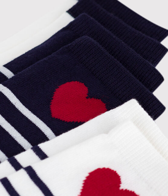3 pares de calcetines infantiles de algodón con rayas y corazones variante 1