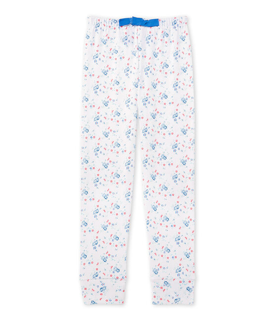 Bajo de pijama estampado combinable para niña blanco ECUME/azul BLEU/ MULTICO