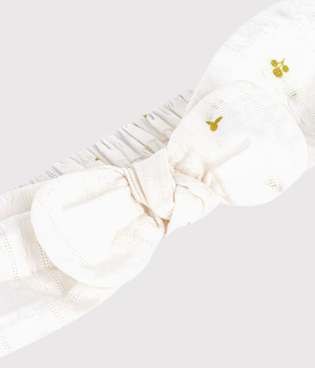 Cinta infantil de popelina con estampado de flores blanco/verde
