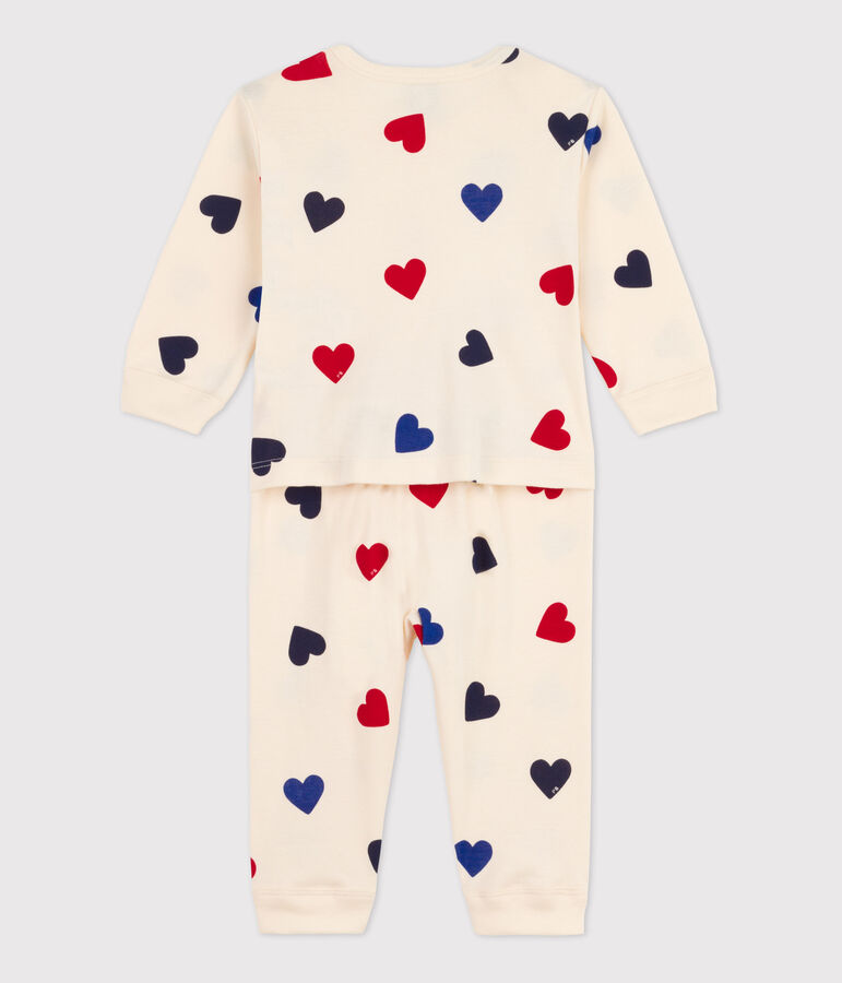 Pelele sin pies de algod&oacute;n con coraz&oacute;n para beb&eacute; crudo/multicolor