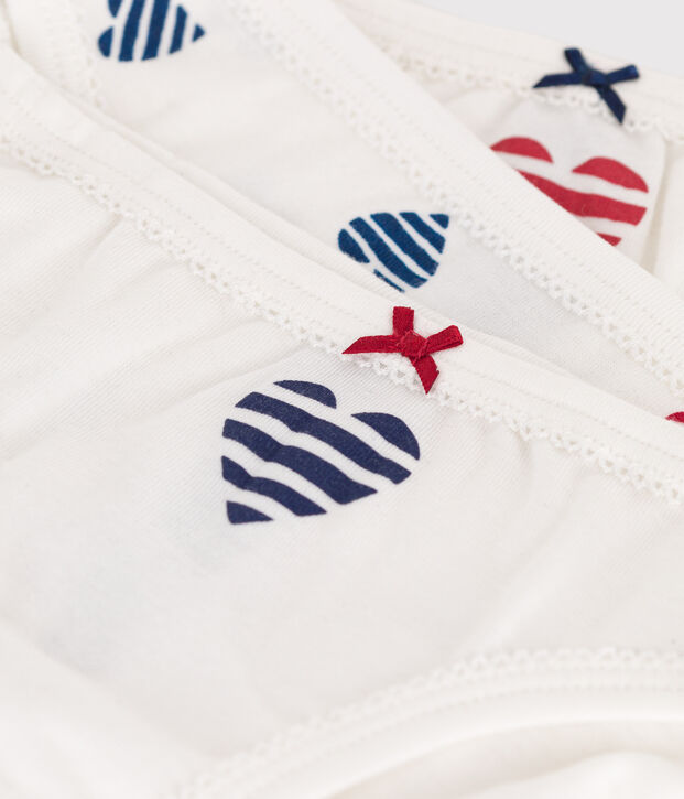 Juego de 3 braguitas infantiles de algod&oacute;n con estampado de corazones multicolor