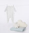 Pijama de algodón con cuello y flores para bebé blanco MARSHMALLOW/blanco MULTICO