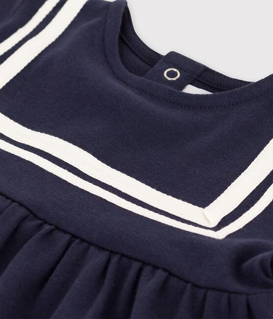 Vestido de estilo marinero de algodón orgánico para bebé. azul SMOKING