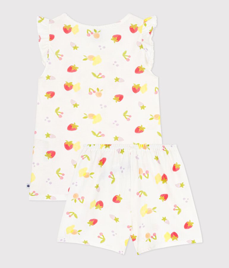 Pijama corto infantil de algod&oacute;n con estampado de frutas blanco/multicolor