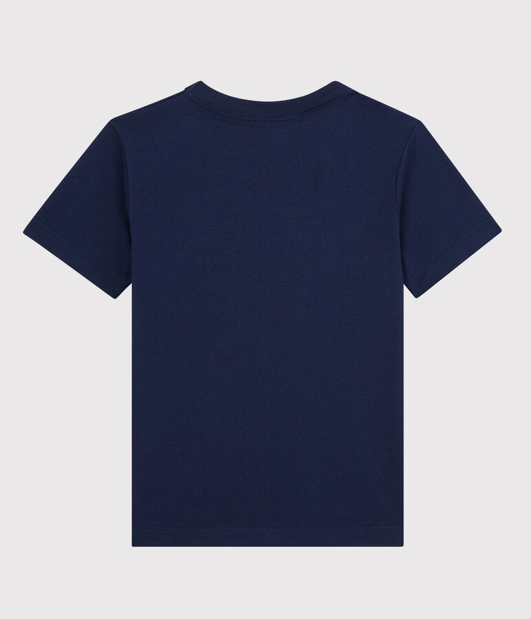 Camiseta de manga corta de algod&oacute;n de ni&ntilde;o azul
