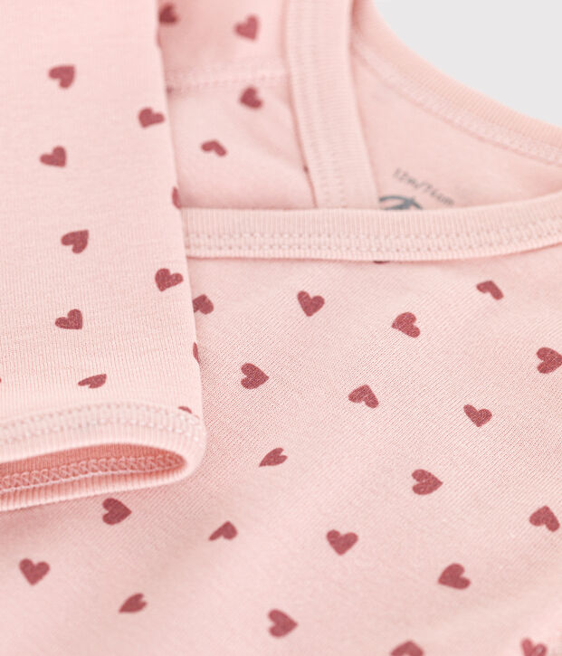 Body cruzado de manga larga de algod&oacute;n para beb&eacute; rosa/rosa