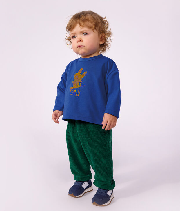 Pantal&oacute;n de terciopelo liso para beb&eacute; verde