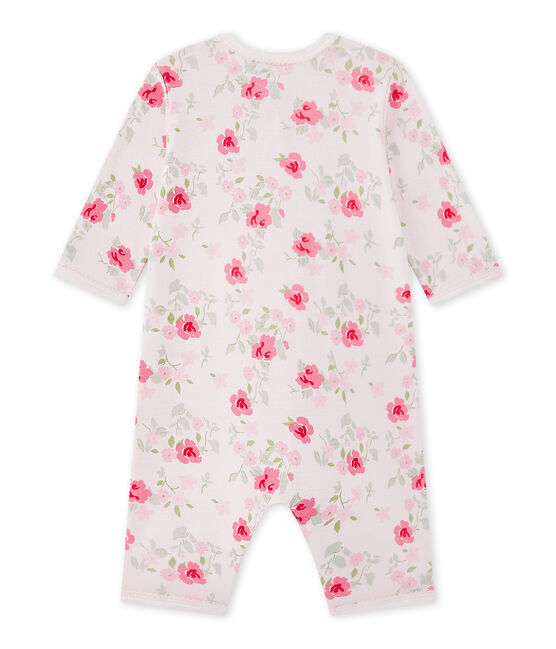 Pijama sin pies estampado para bebé niña rosa VIENNE/blanco MULTICO