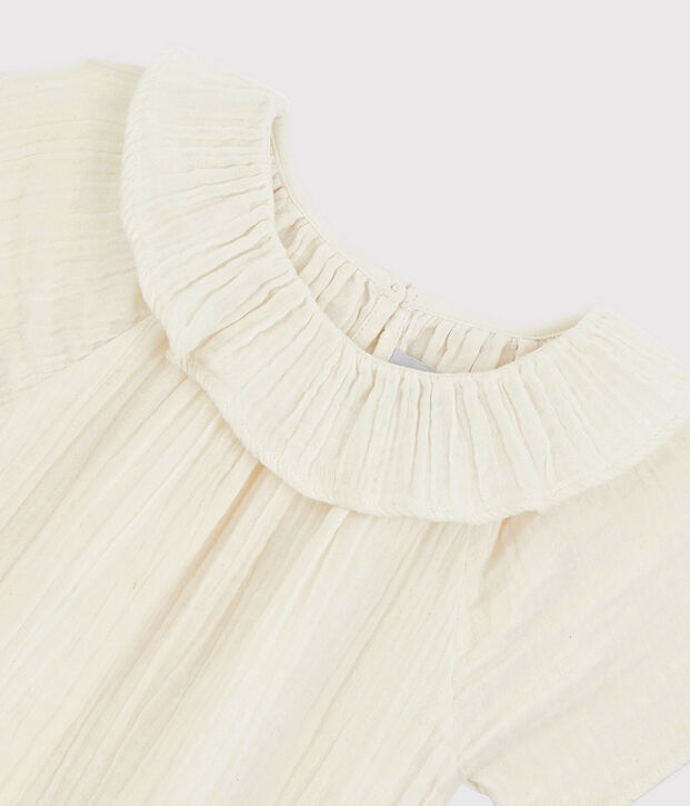 Blusa de gasa de algod&oacute;n org&aacute;nico para ni&ntilde;a blanco