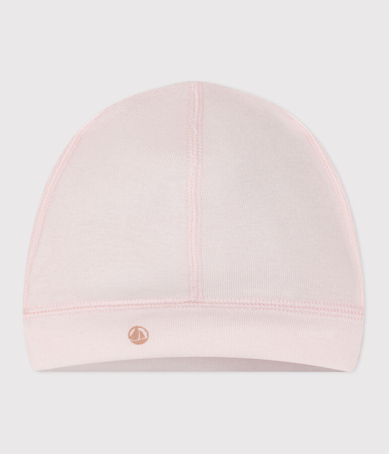 Gorro de algod&oacute;n liso para beb&eacute; rosa