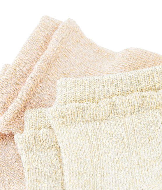 Lote de 2 pares de calcetines niña blanco MARSHMALLOW/rosa MINOIS