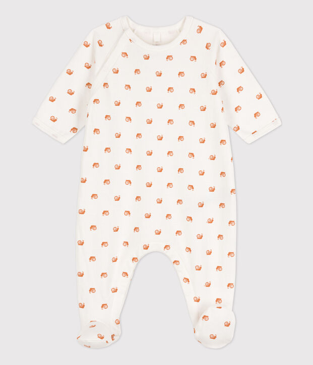 Pelele estampado de felpa para beb&eacute; blanco/marron