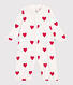 Mono saco de algodón con cuello y corazones rojos para bebé
