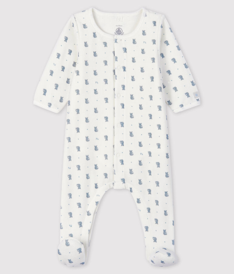 Bodi pijama con estampado de koalas de beb&eacute; de terciopelo de algod&oacute;n org&aacute;nico blanco/multicolor