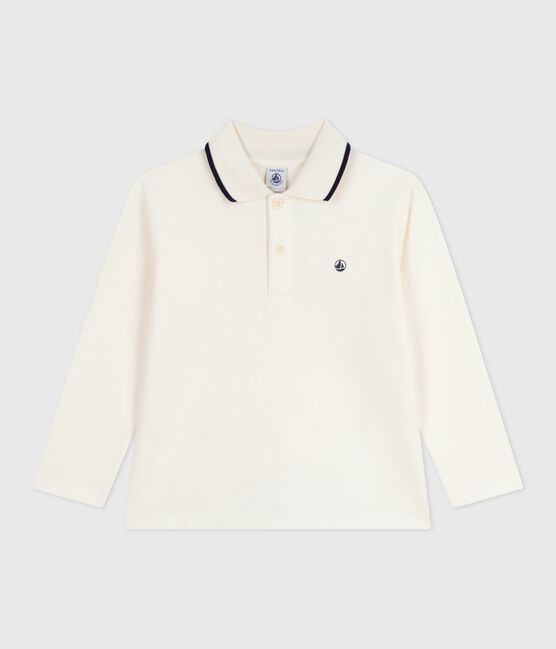 Polo infantil de algodón de manga larga con estampado  crudo MILK