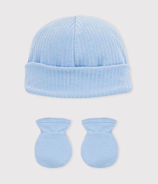 Juego de gorro y manoplas de algod&oacute;n para beb&eacute; multicolor
