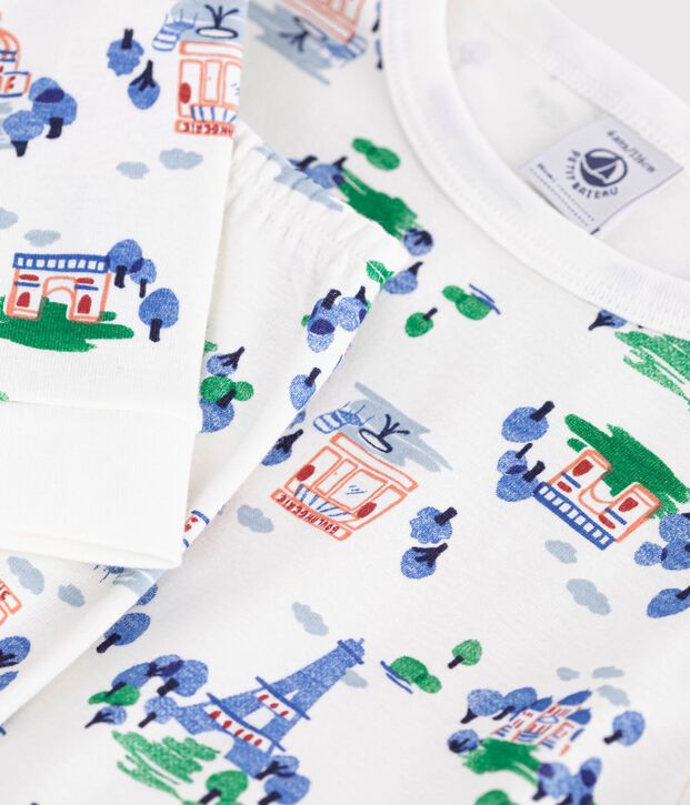 Pijama infantil muy ajustado de algod&oacute;n con estampado multicolor/azul/multicolor