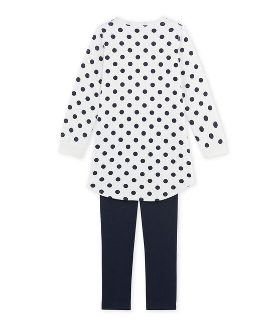 Camisón de terciopelo para niña azul SMOKING/blanco LAIT/ SMOKING