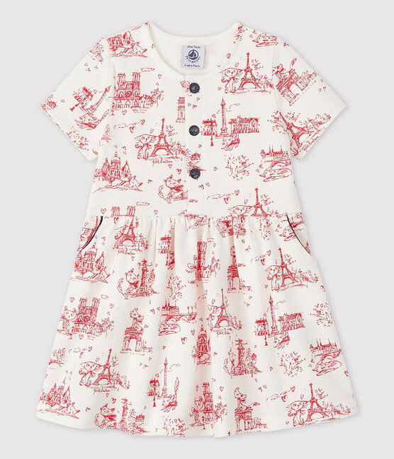 Vestido de felpa de manga corta para bebé niña blanco MARSHMALLOW/rojo TERKUIT