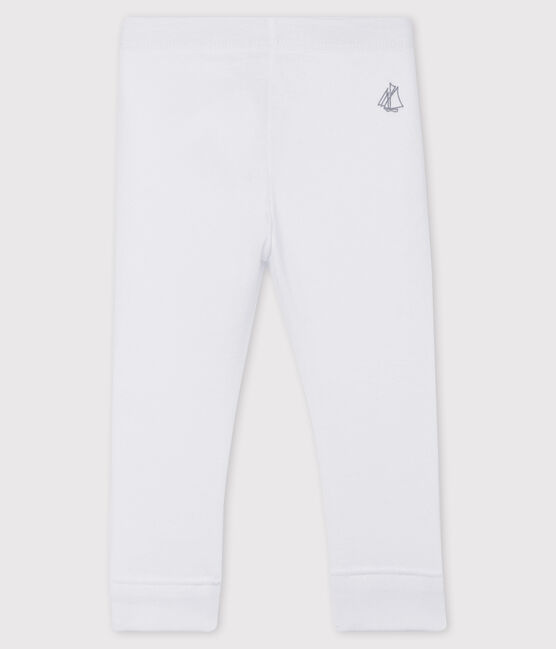 «Legging» de punto 1 x 1 liso para bebé niña. blanco MARSHMALLOW