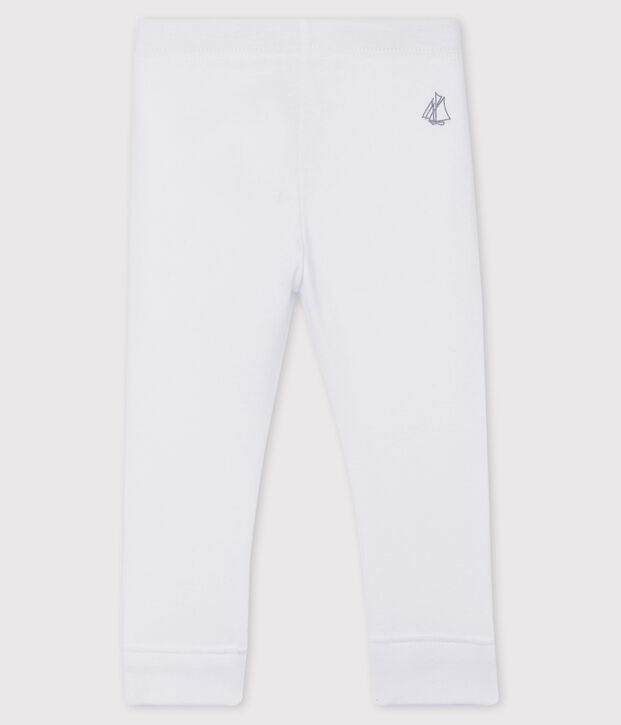 Legging de punto 1 x 1 liso para beb&eacute; ni&ntilde;a. blanco