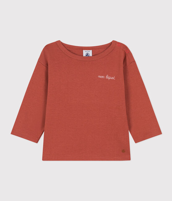 Camiseta de manga larga de algodón de bebé niño marron FAMEUX