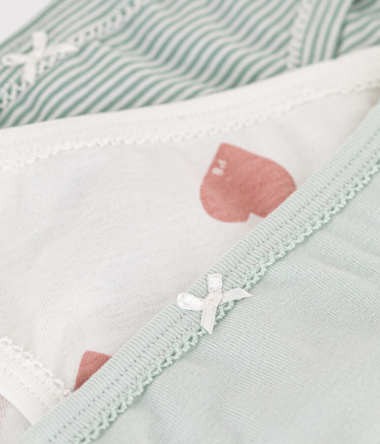 Juego de 3 braguitas de algod&oacute;n con coraz&oacute;n para ni&ntilde;a multicolor