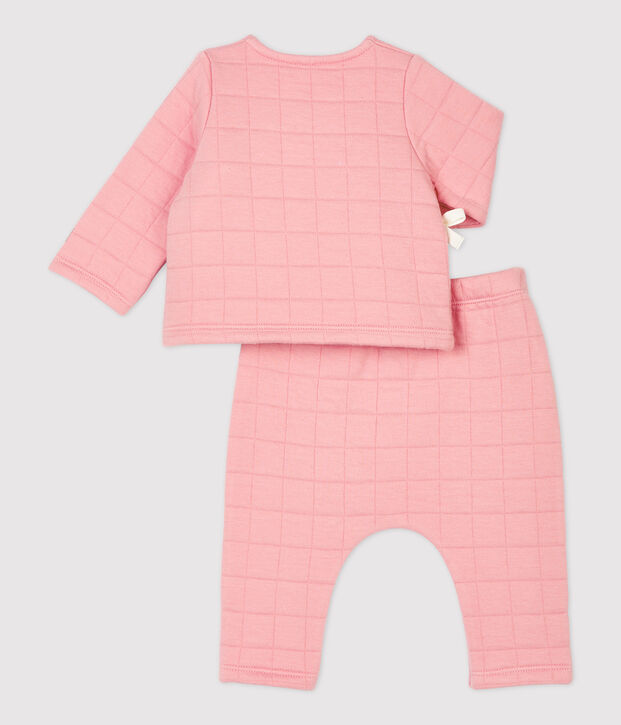 Conjunto de 2 prendas de beb&eacute; acolchadas de algod&oacute;n org&aacute;nico rosa