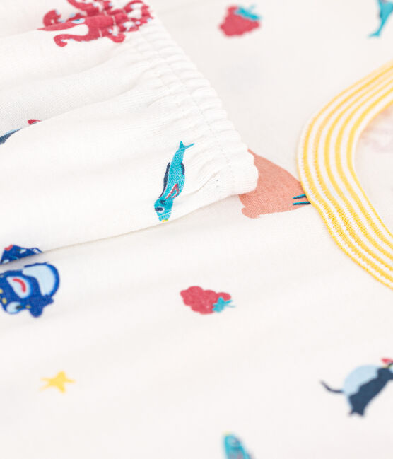 Pijama corto fosforescente de algodón para niño/niña blanco MARSHMALLOW/blanco MULTICO