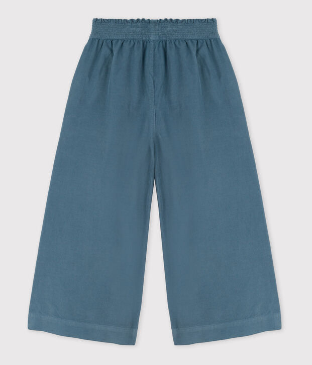 Pantal&oacute;n ancho de micro pana de ni&ntilde;a azul