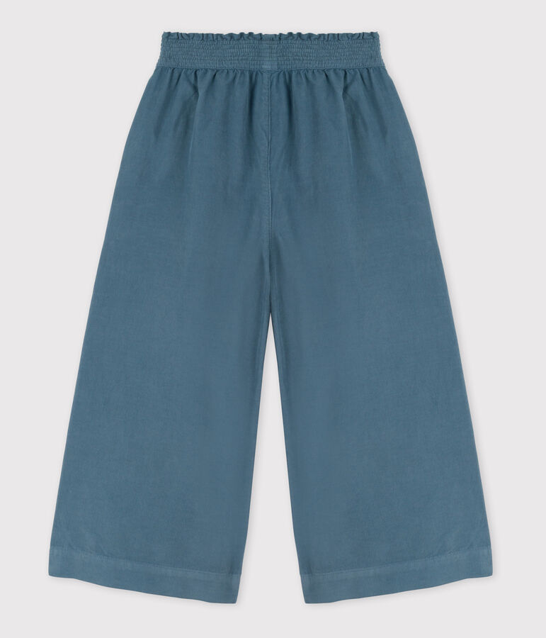 Pantal&oacute;n ancho de micro pana de ni&ntilde;a azul