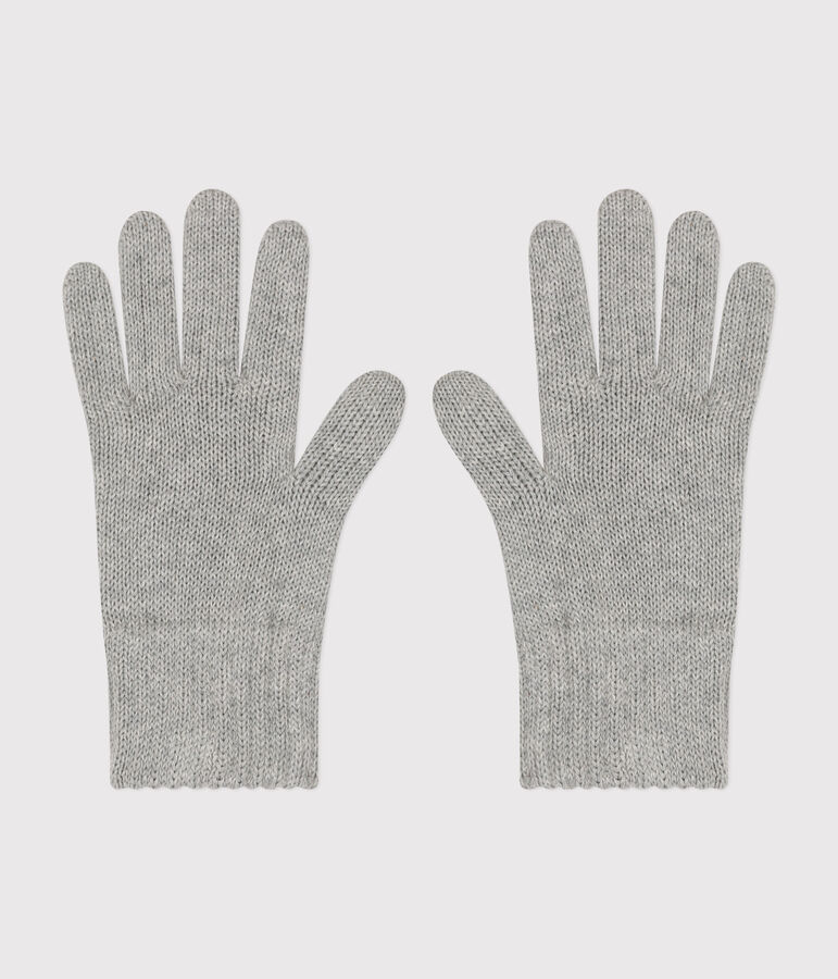 Guantes infantiles lisos de punto tricotado gris