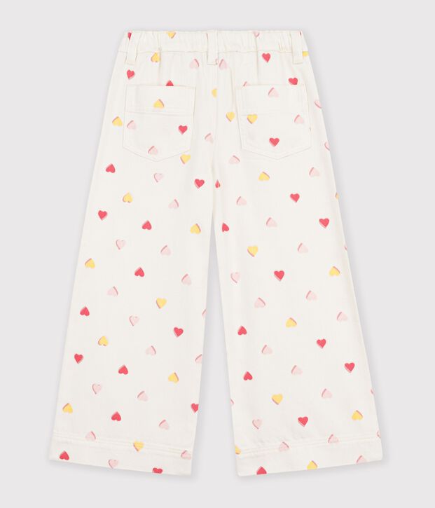 Pantal&oacute;n infantil wide leg de algod&oacute;n crudo/multicolor