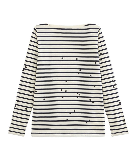 Camiseta marinera de mujer beige COQUILLE/azul SMOKING