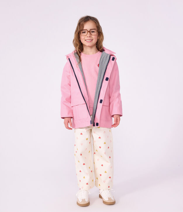 Chubasquero ic&oacute;nico liso infantil rosa