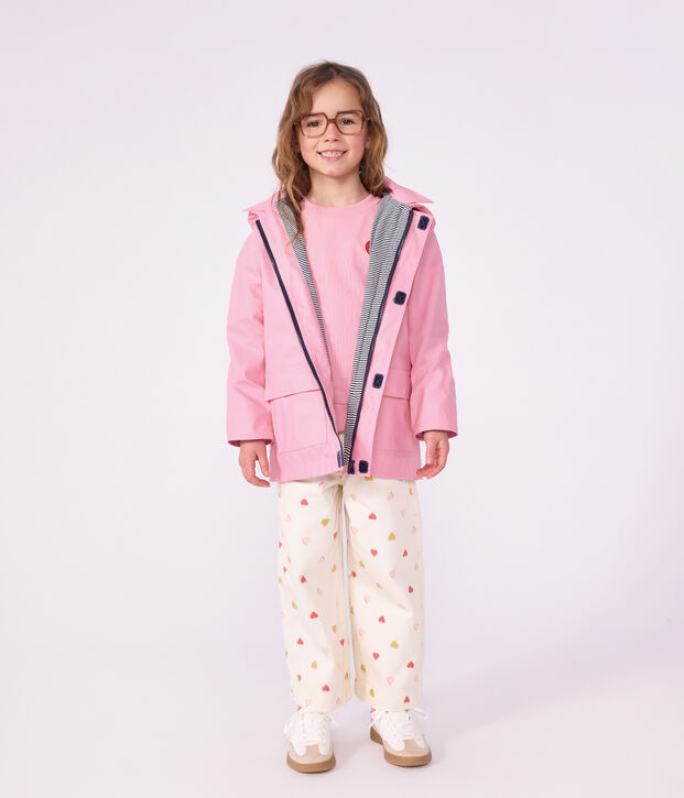 Chubasquero ic&oacute;nico liso infantil rosa