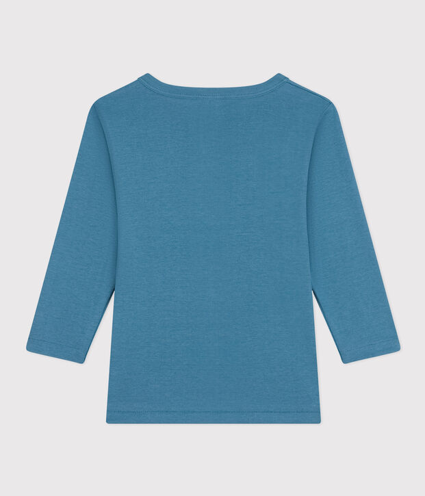 Camiseta de manga larga de algod&oacute;n azul
