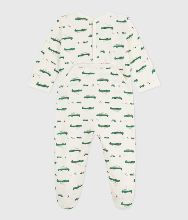 Pijama de felpa cepillada con abertura en la espalda y estampado de cocodrilo para beb&eacute; crudo/multicolor