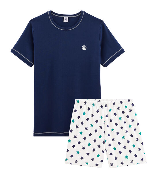 Pijama corto de punto para chico azul MEDIEVAL/blanco MULTICO